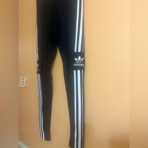 Adidas Black and White Sweatpants with Signature Stripes - Picture 1 of 5